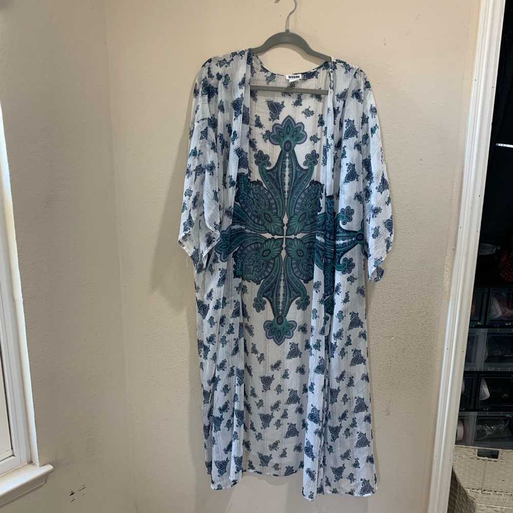 DIZZIRE | Vintage Print Duster Sheer Kimono